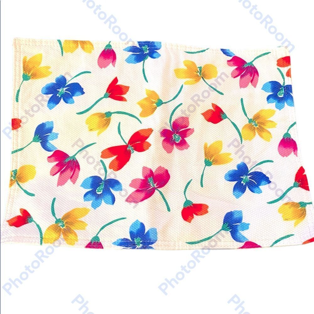 Set of two flower  bright colorful placemats